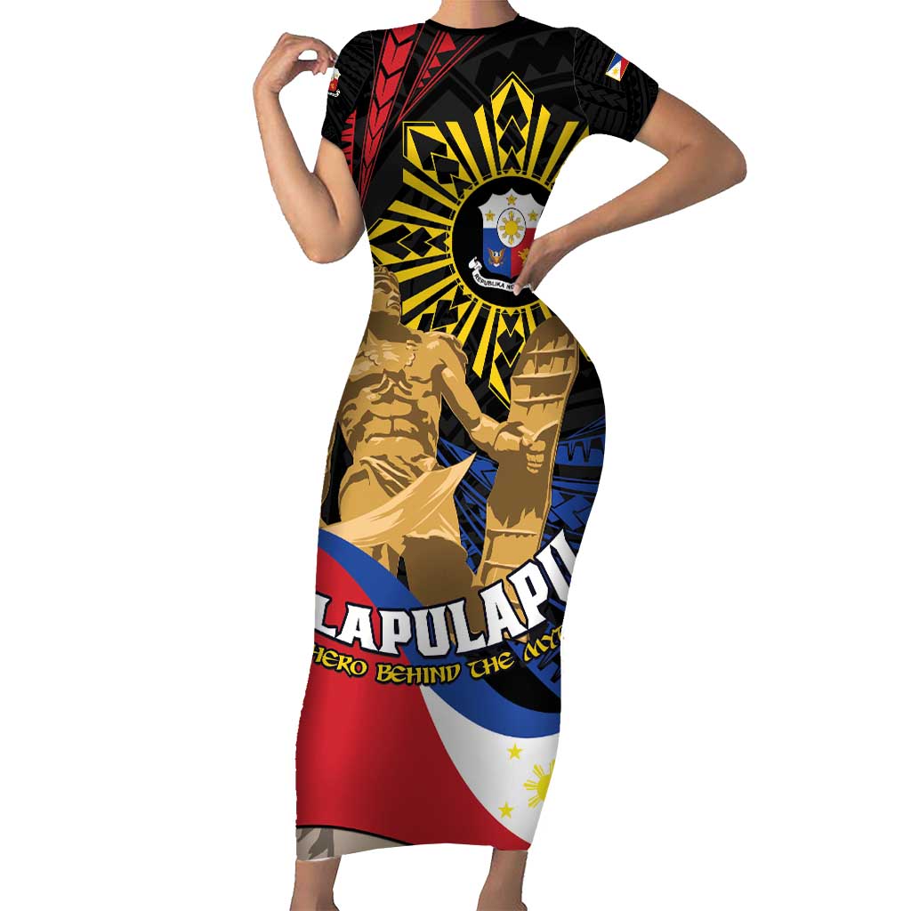 Personalized Lapulapu The First Filipino Hero Family Matching Short Sleeve Bodycon Dress and Hawaiian Shirt Polynesian Pattern