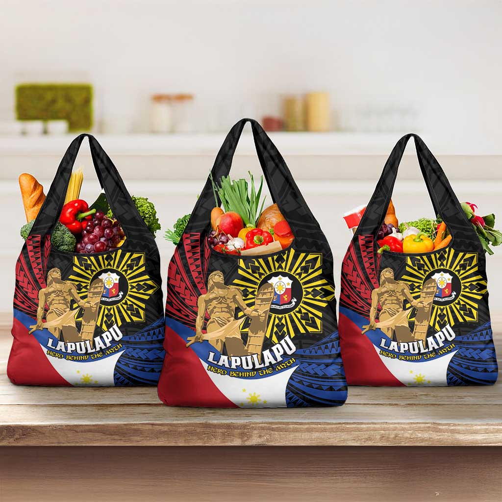 Lapulapu The First Filipino Hero Grocery Bag Polynesian Pattern