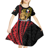 Personalized Lapulapu The First Filipino Hero Kid Short Sleeve Dress Polynesian Pattern