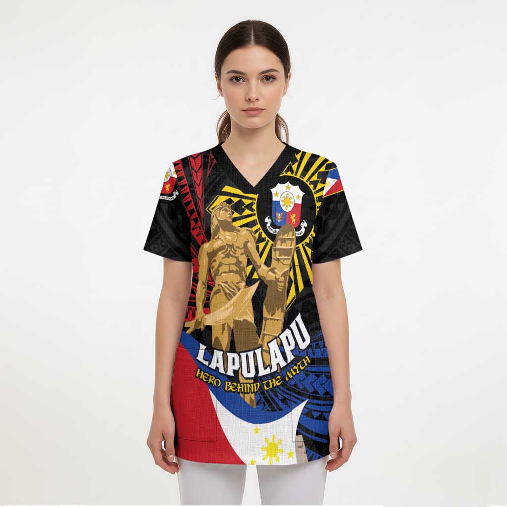 Personalized Lapulapu The First Filipino Hero Scrub Top Polynesian Pattern - Polynesian Pride