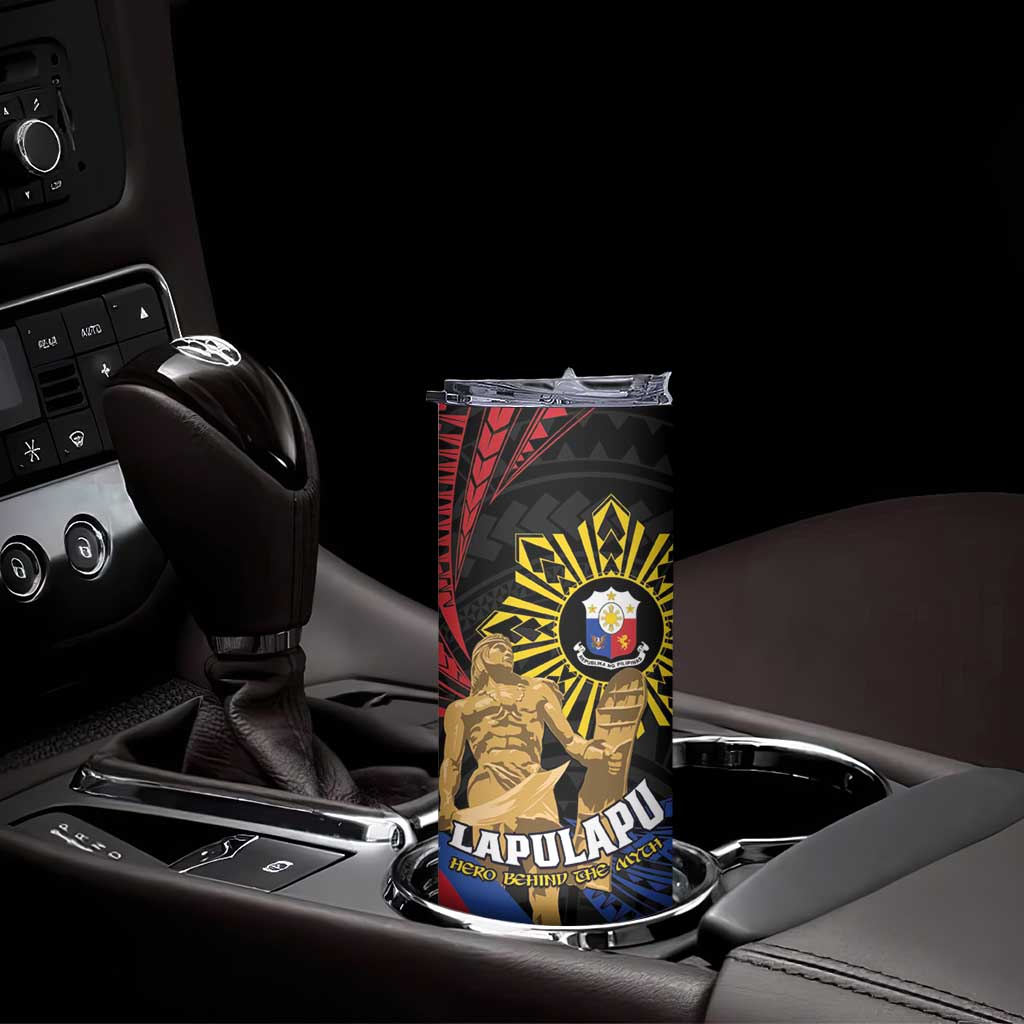 Personalized Lapulapu The First Filipino Hero Skinny Tumbler Polynesian Pattern