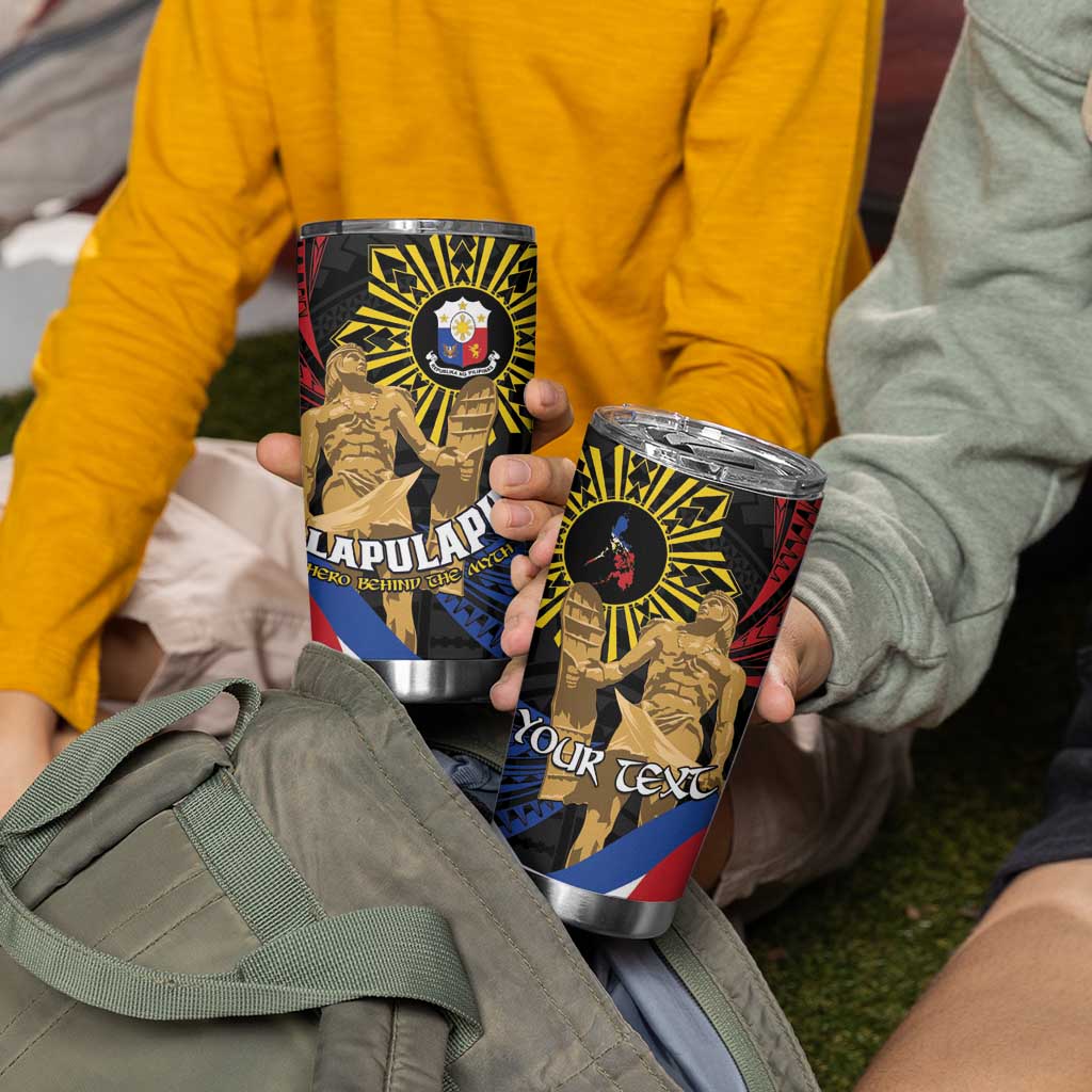 Personalized Lapulapu The First Filipino Hero Tumbler Cup Polynesian Pattern