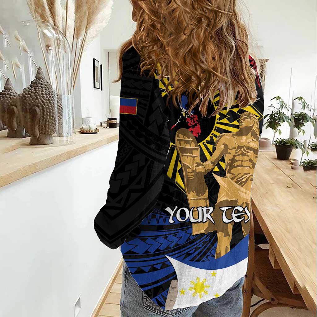 Personalized Lapulapu The First Filipino Hero Women Casual Shirt Polynesian Pattern