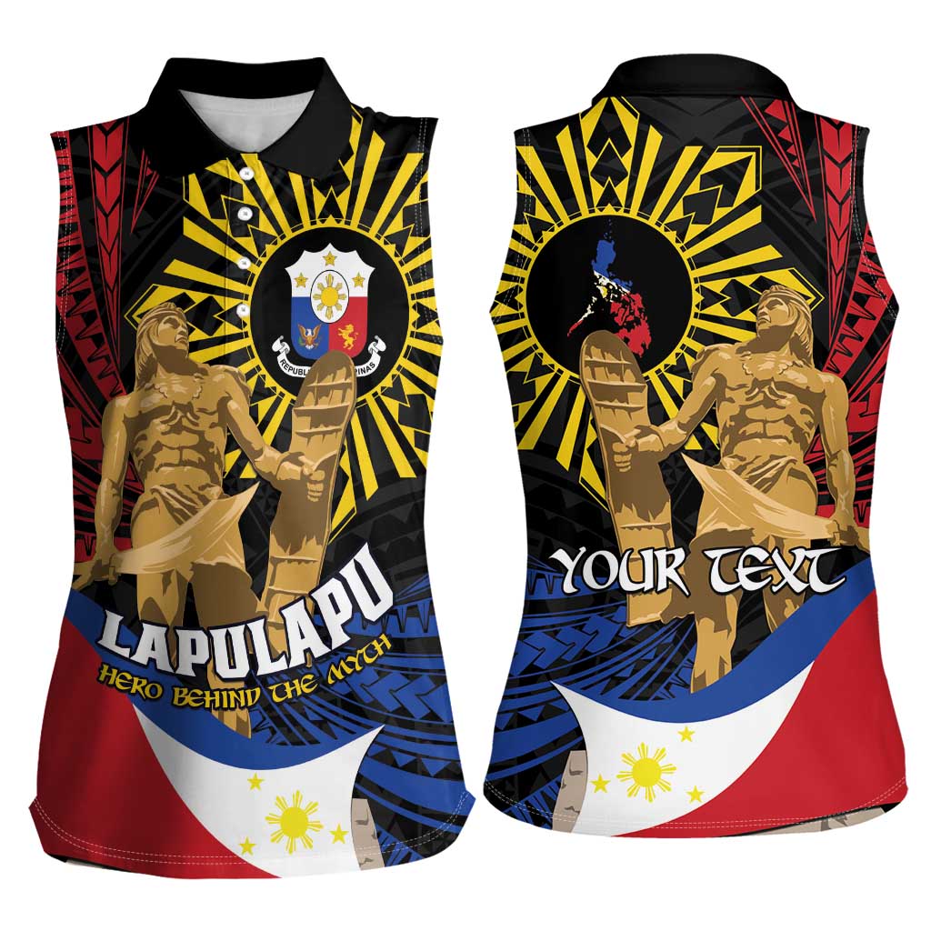 Personalized Lapulapu The First Filipino Hero Women Sleeveless Polo Shirt Polynesian Pattern