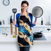 Puakenikeni Maile Lei Apron Frangipani Blue Tropical Leaves