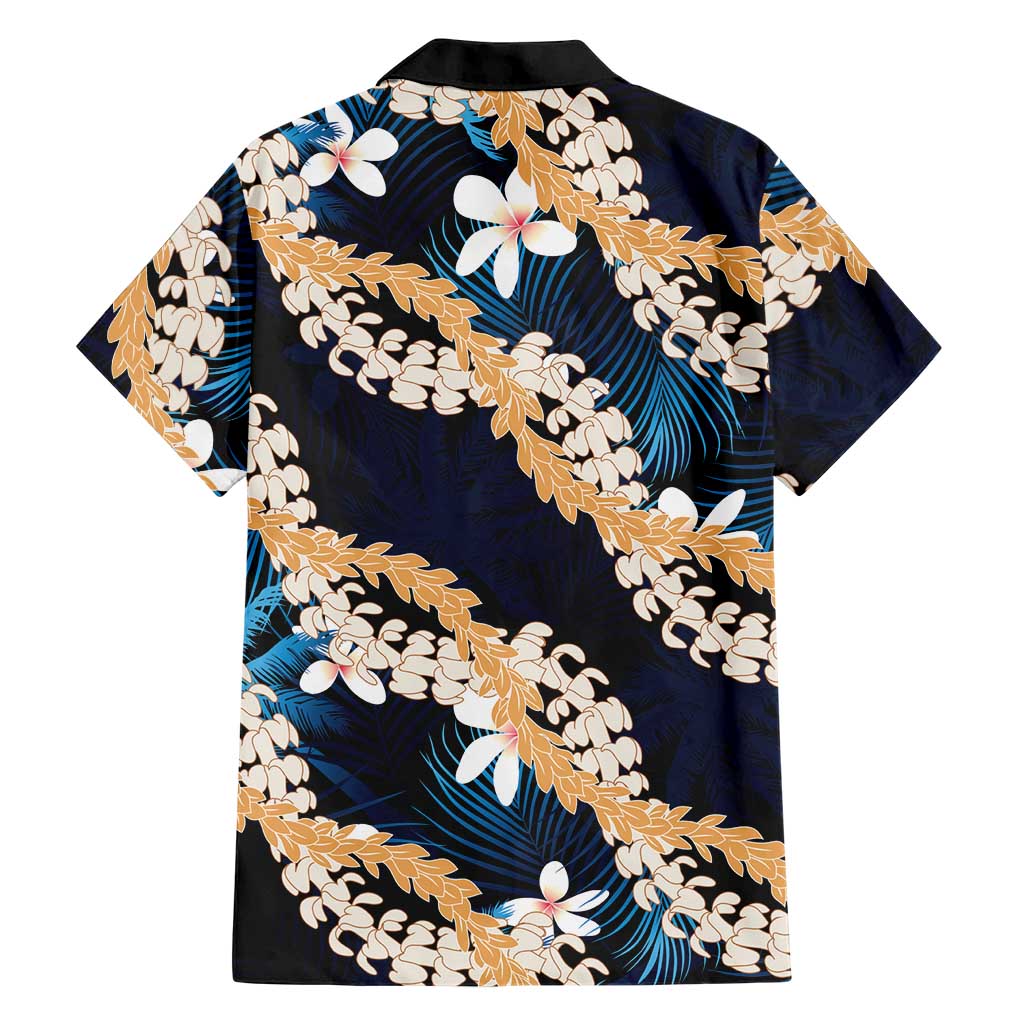 Puakenikeni Maile Lei Family Matching Tank Maxi Dress and Hawaiian Shirt Frangipani Blue Tropical Leaves LT01 - Polynesian Pride