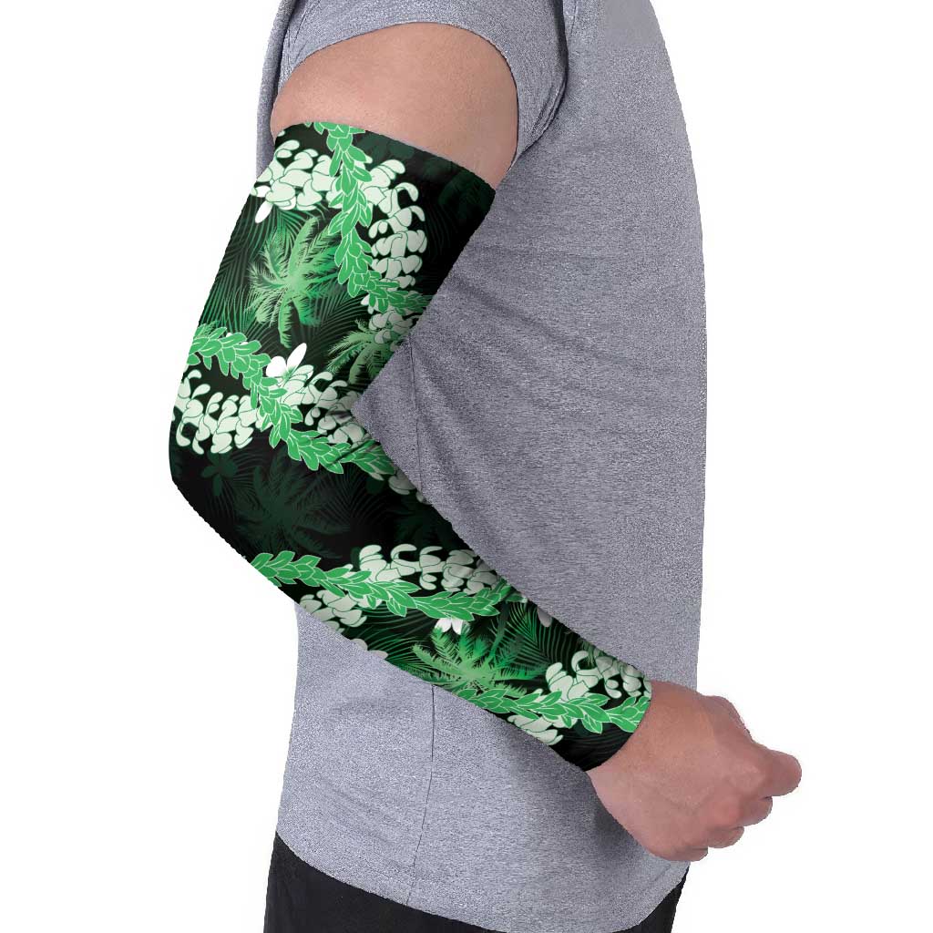 Puakenikeni Maile Lei Arm Sleeves Frangipani Green Tropical Leaves