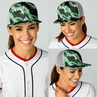 Puakenikeni Maile Lei Baseball Net Cap Frangipani Green Tropical Leaves