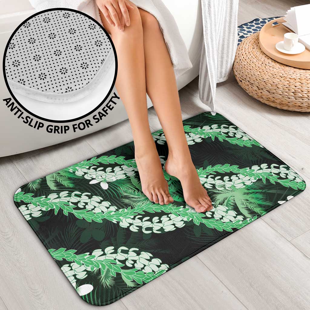 Puakenikeni Maile Lei Bathroom Set Frangipani Green Tropical Leaves