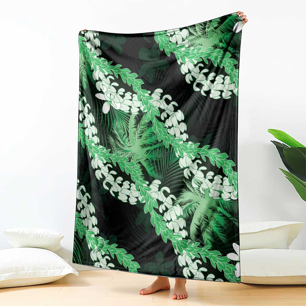 Puakenikeni Maile Lei Blanket Frangipani Green Tropical Leaves