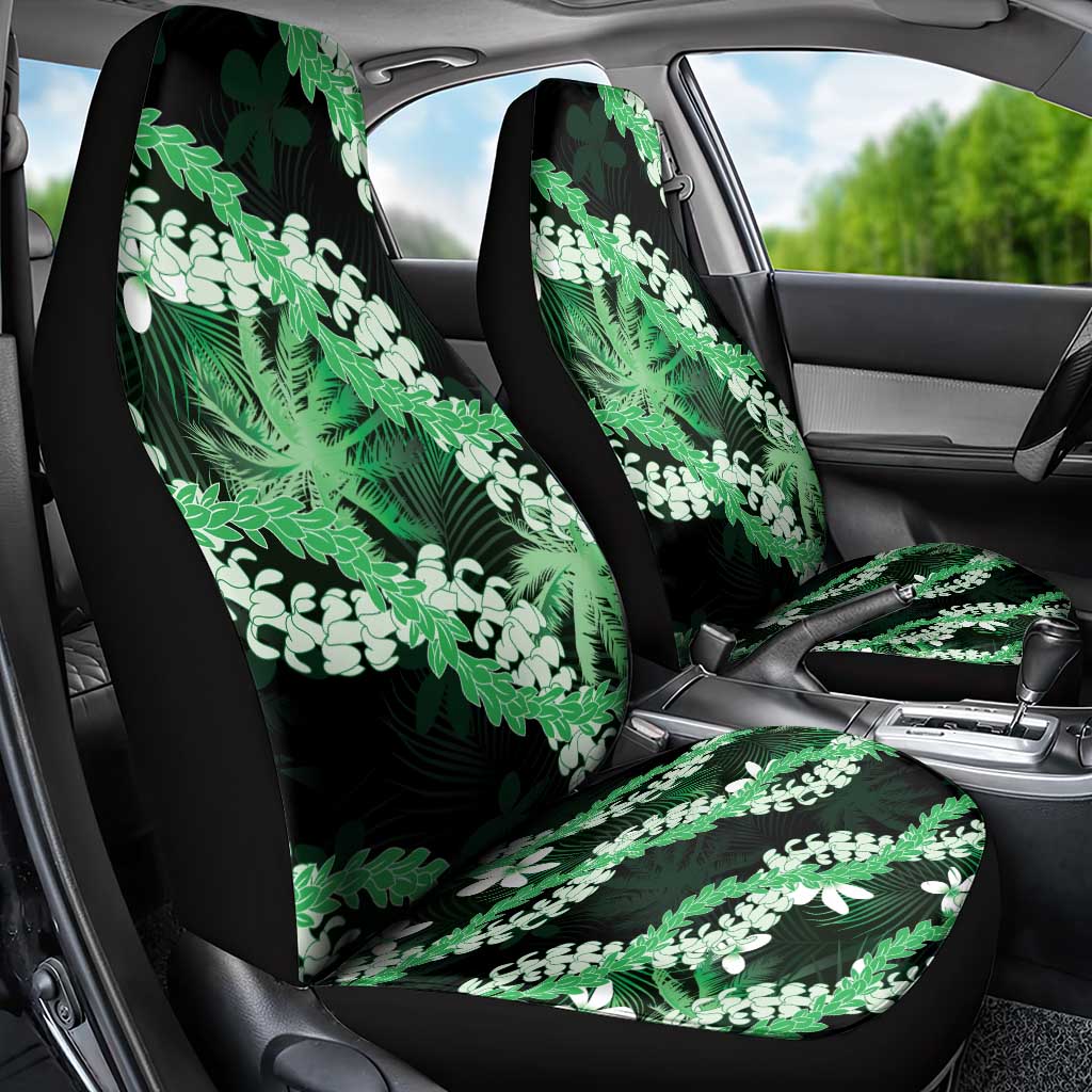 Puakenikeni Maile Lei Car Seat Cover Frangipani Green Tropical Leaves