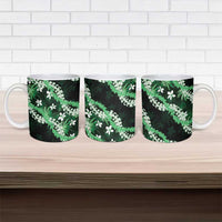 Puakenikeni Maile Lei Ceramic Mug Frangipani Green Tropical Leaves