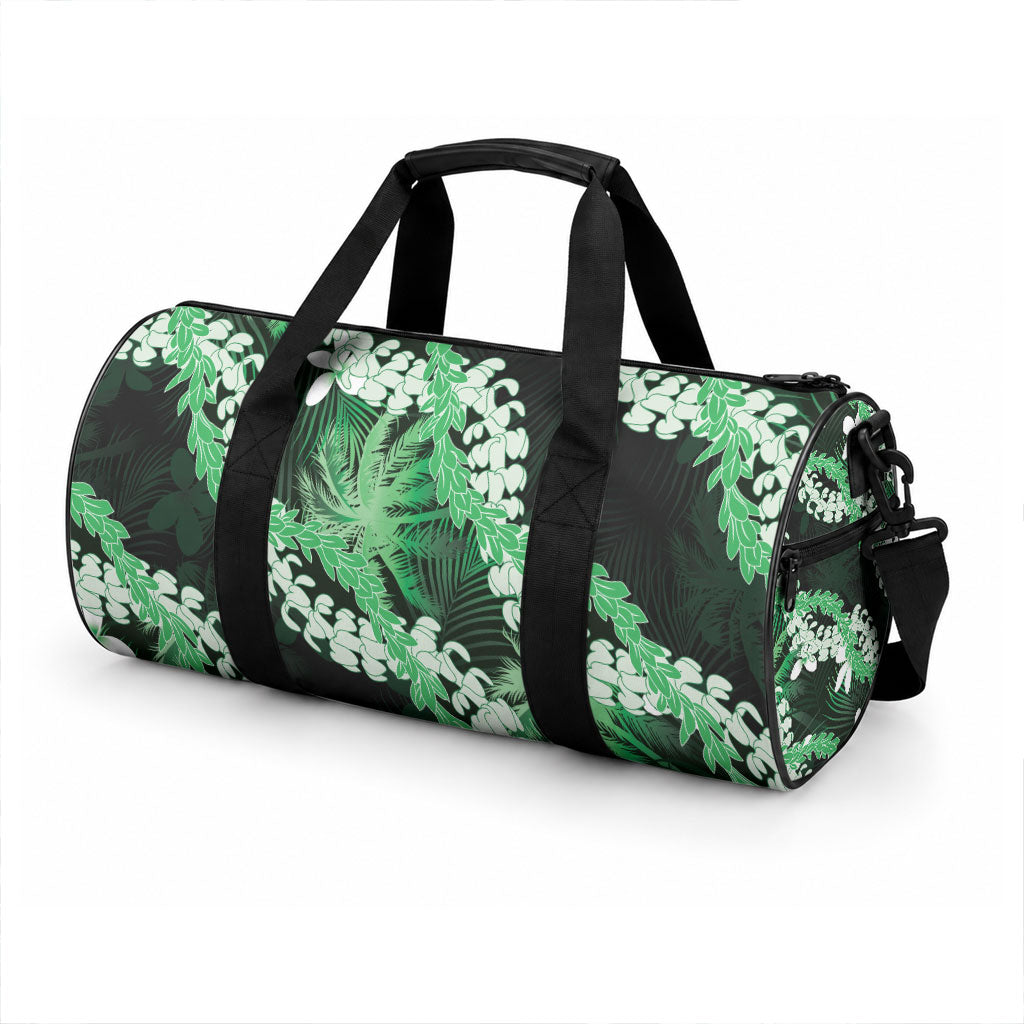 Puakenikeni Maile Lei Duffle Bag Frangipani Green Tropical Leaves LT01 - Polynesian Pride