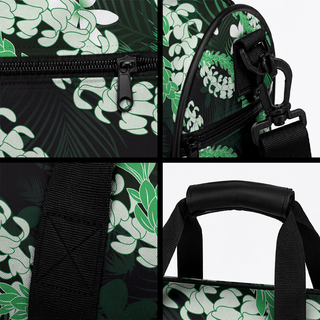 Puakenikeni Maile Lei Duffle Bag Frangipani Green Tropical Leaves LT01 - Polynesian Pride