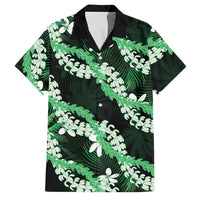 Puakenikeni Maile Lei Family Matching Long Sleeve Bodycon Dress and Hawaiian Shirt Frangipani Green Tropical Leaves LT01 Dad's Shirt - Short Sleeve Green - Polynesian Pride