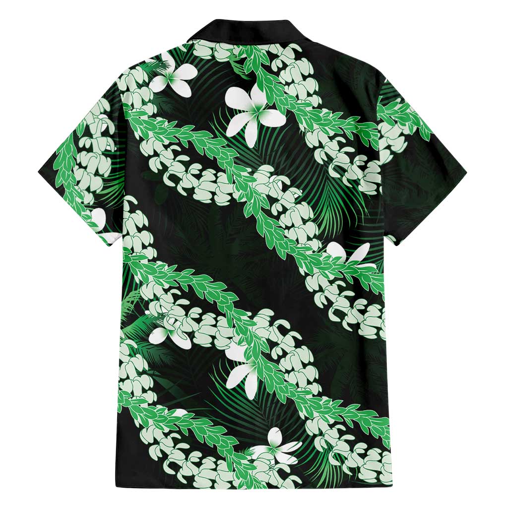 Puakenikeni Maile Lei Family Matching Summer Maxi Dress and Hawaiian Shirt Frangipani Green Tropical Leaves LT01 - Polynesian Pride