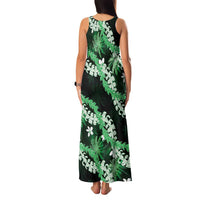 Puakenikeni Maile Lei Family Matching Tank Maxi Dress and Hawaiian Shirt Frangipani Green Tropical Leaves LT01 - Polynesian Pride