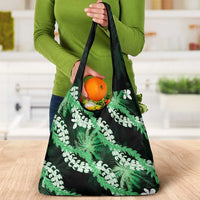Puakenikeni Maile Lei Grocery Bag Frangipani Green Tropical Leaves