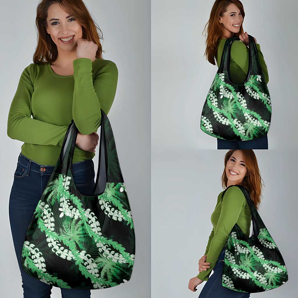 Puakenikeni Maile Lei Grocery Bag Frangipani Green Tropical Leaves