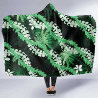 Puakenikeni Maile Lei Hooded Blanket Frangipani Green Tropical Leaves