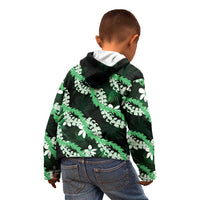 Puakenikeni Maile Lei Kid Hoodie Frangipani Green Tropical Leaves