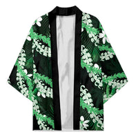Puakenikeni Maile Lei Kimono Frangipani Green Tropical Leaves