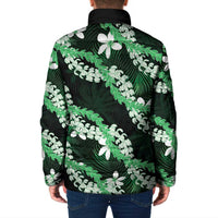 Puakenikeni Maile Lei Padded Jacket Frangipani Green Tropical Leaves