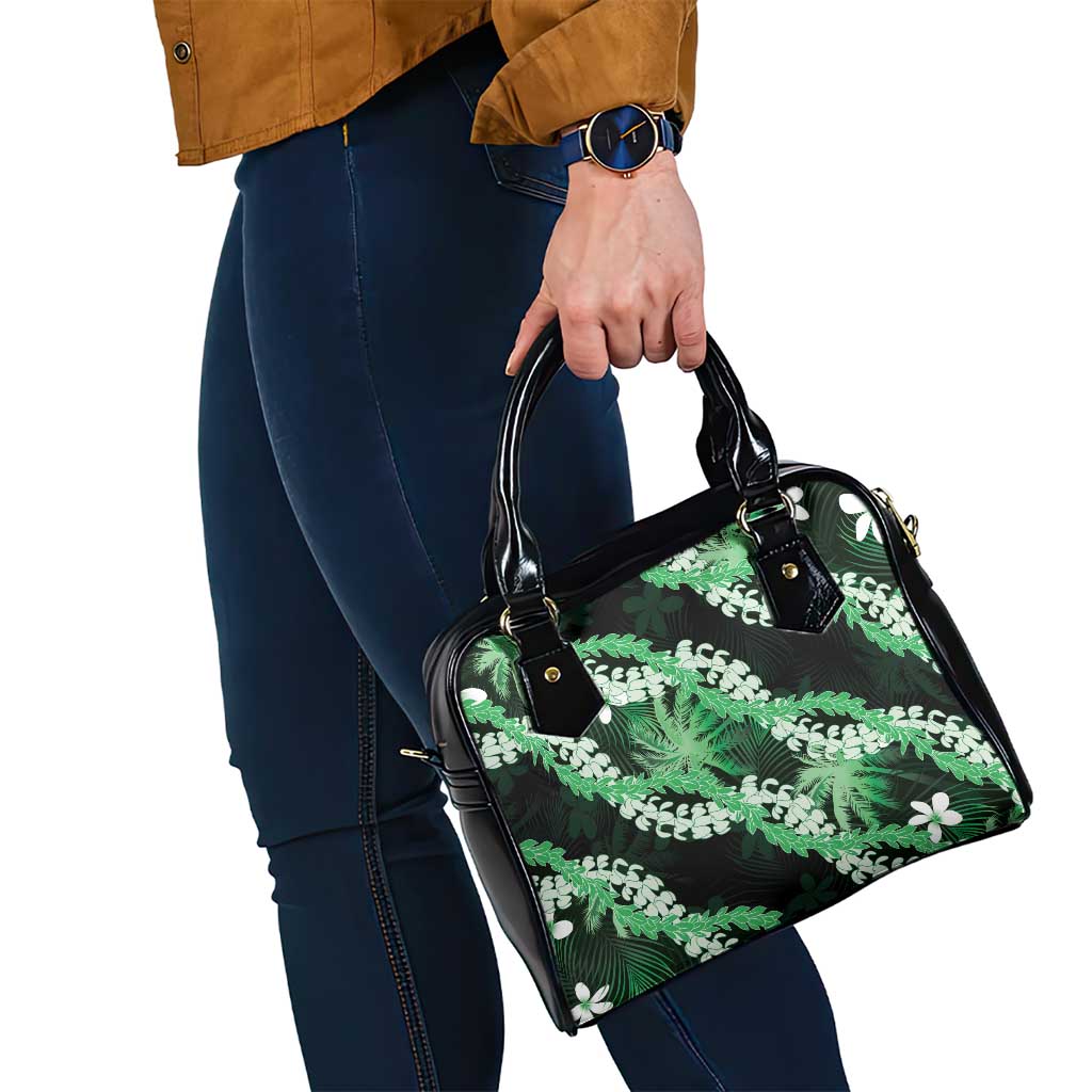 Puakenikeni Maile Lei Shoulder Handbag Frangipani Green Tropical Leaves