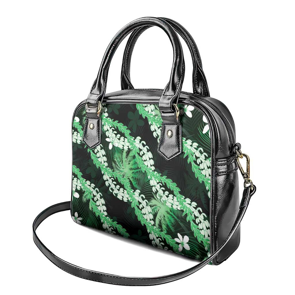 Puakenikeni Maile Lei Shoulder Handbag Frangipani Green Tropical Leaves