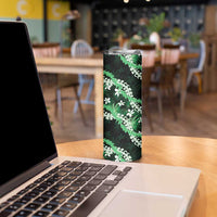 Puakenikeni Maile Lei Skinny Tumbler Frangipani Green Tropical Leaves LT01 - Polynesian Pride