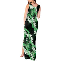 Puakenikeni Maile Lei Tank Maxi Dress Frangipani Green Tropical Leaves