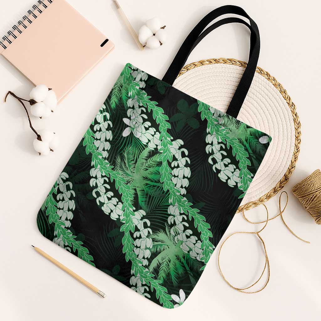 Puakenikeni Maile Lei Tote Bag Frangipani Green Tropical Leaves