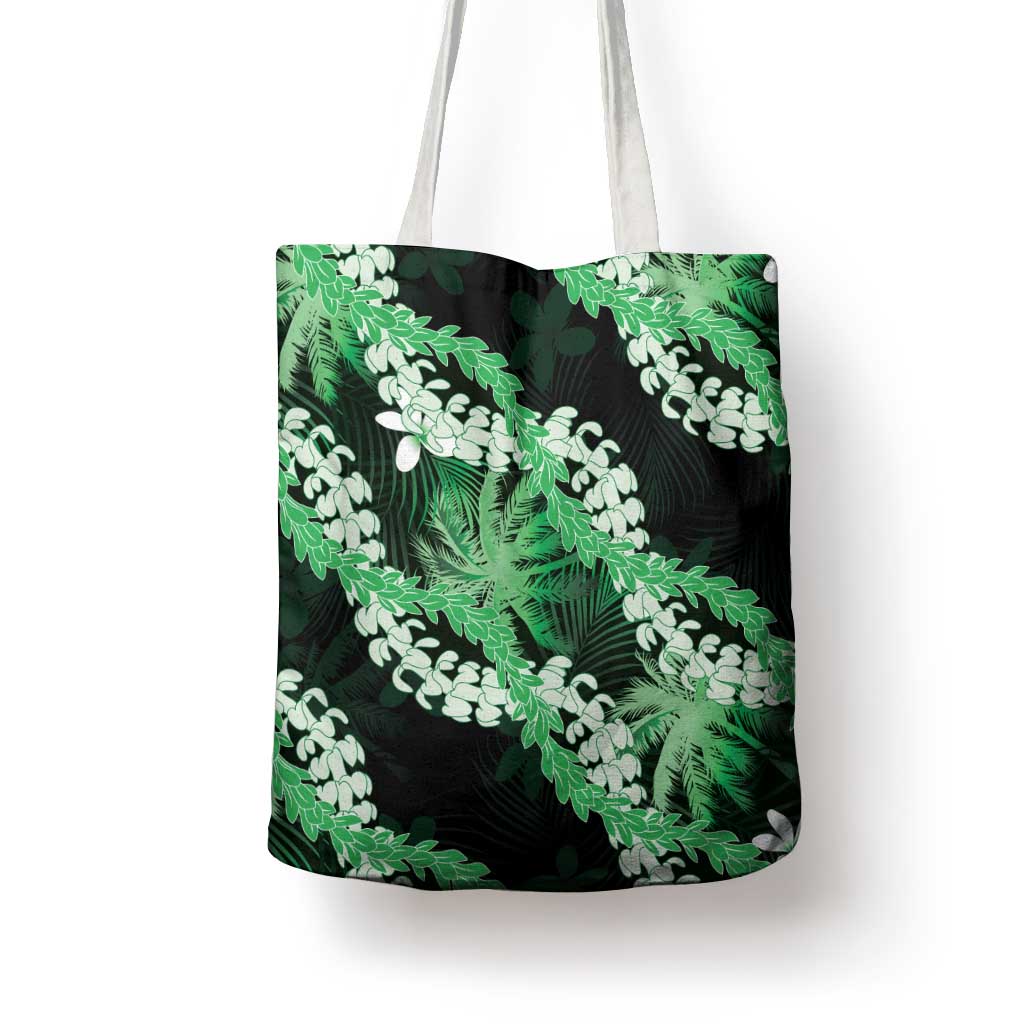 Puakenikeni Maile Lei Tote Bag Frangipani Green Tropical Leaves