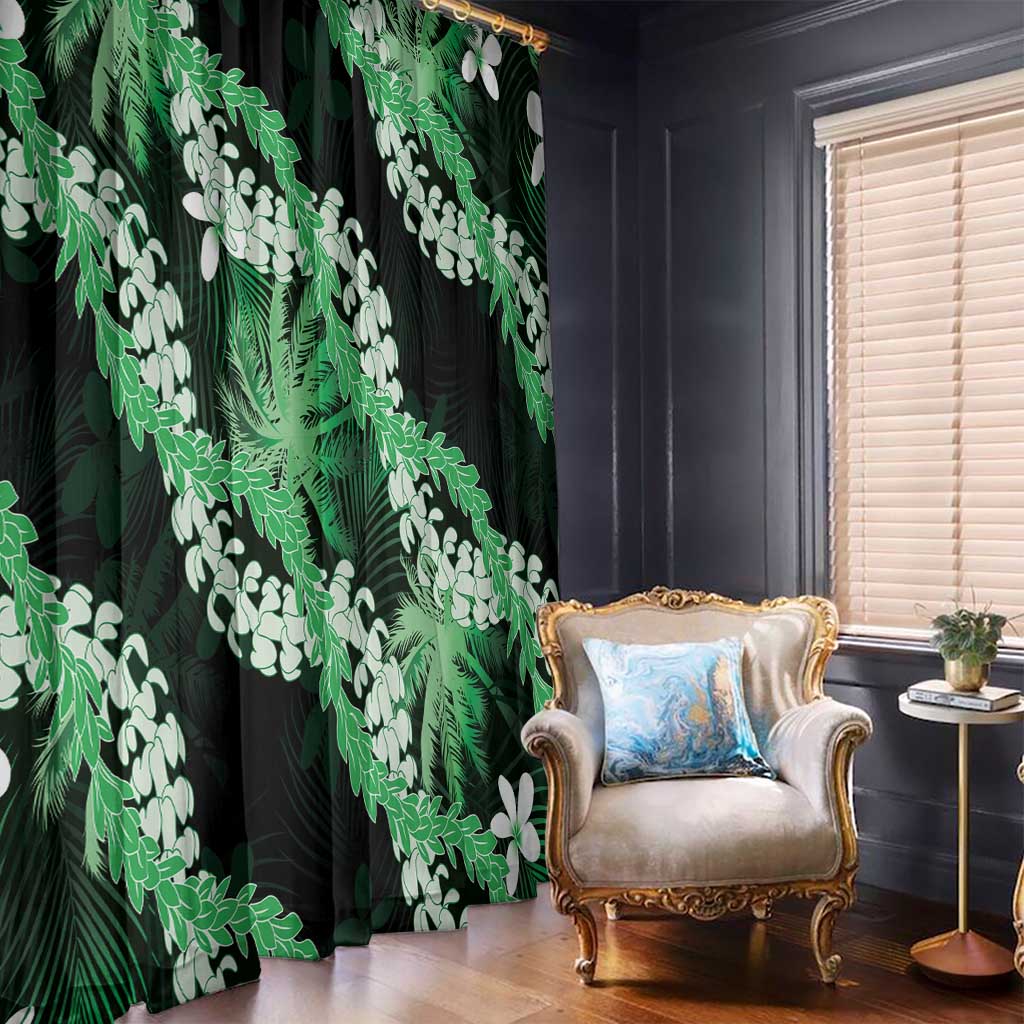 Puakenikeni Maile Lei Window Curtain Frangipani Green Tropical Leaves