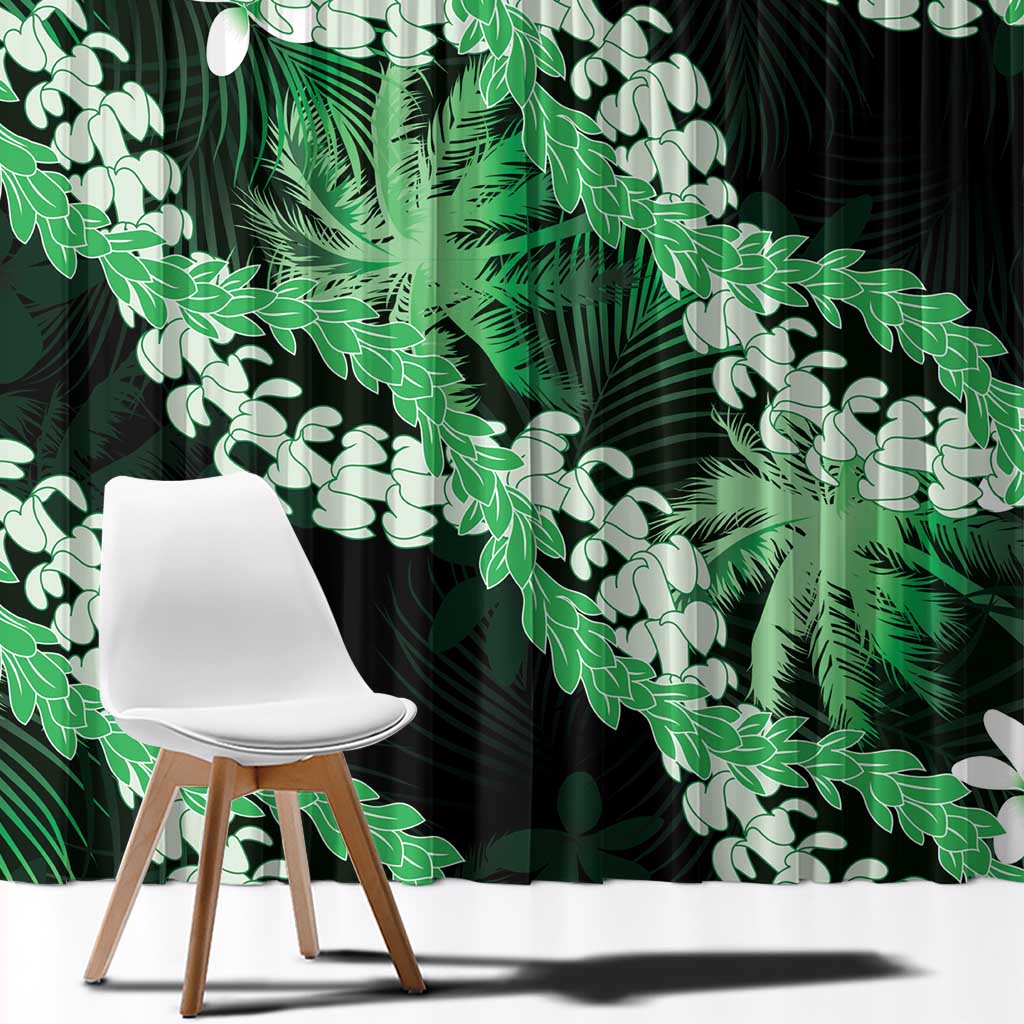 Puakenikeni Maile Lei Window Curtain Frangipani Green Tropical Leaves