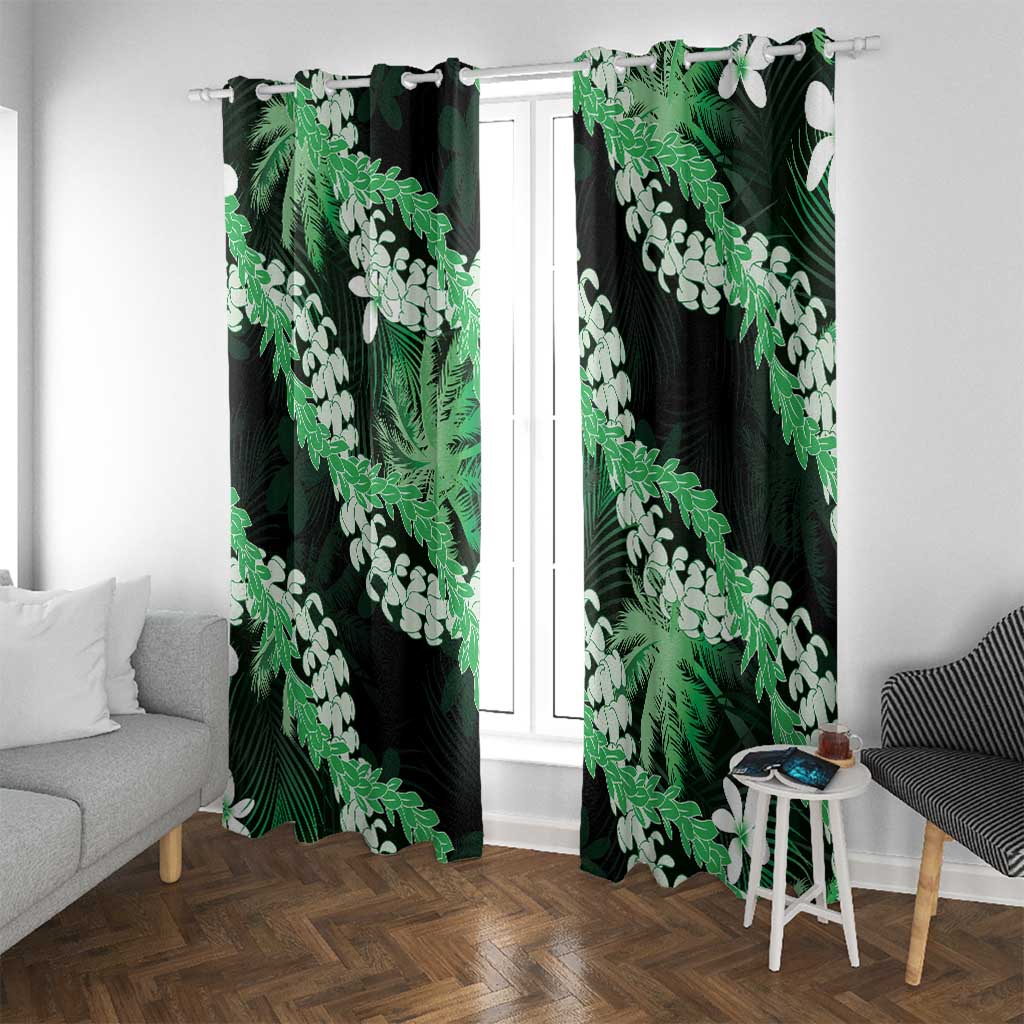 Puakenikeni Maile Lei Window Curtain Frangipani Green Tropical Leaves