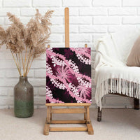 Puakenikeni Maile Lei Canvas Wall Art Frangipani Pink Tropical Leaves