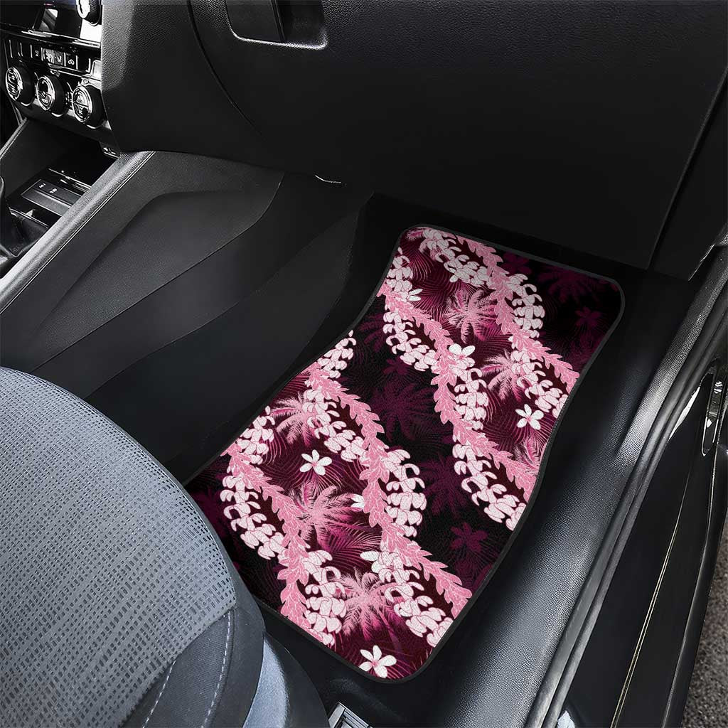 Puakenikeni Maile Lei Car Mats Frangipani Pink Tropical Leaves