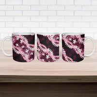 Puakenikeni Maile Lei Ceramic Mug Frangipani Pink Tropical Leaves