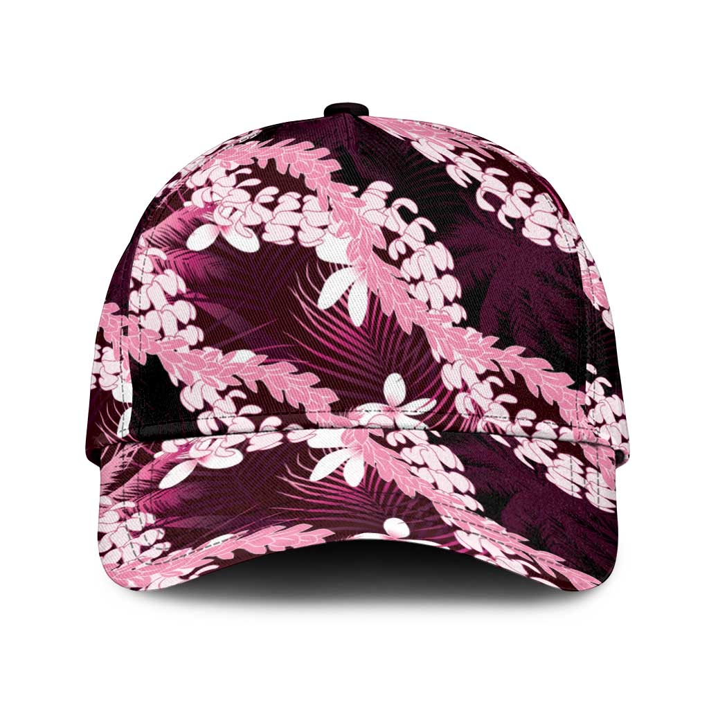 Puakenikeni Maile Lei Classic Cap Frangipani Pink Tropical Leaves