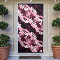 Puakenikeni Maile Lei Door Cover Frangipani Pink Tropical Leaves