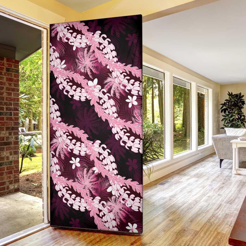 Puakenikeni Maile Lei Door Cover Frangipani Pink Tropical Leaves