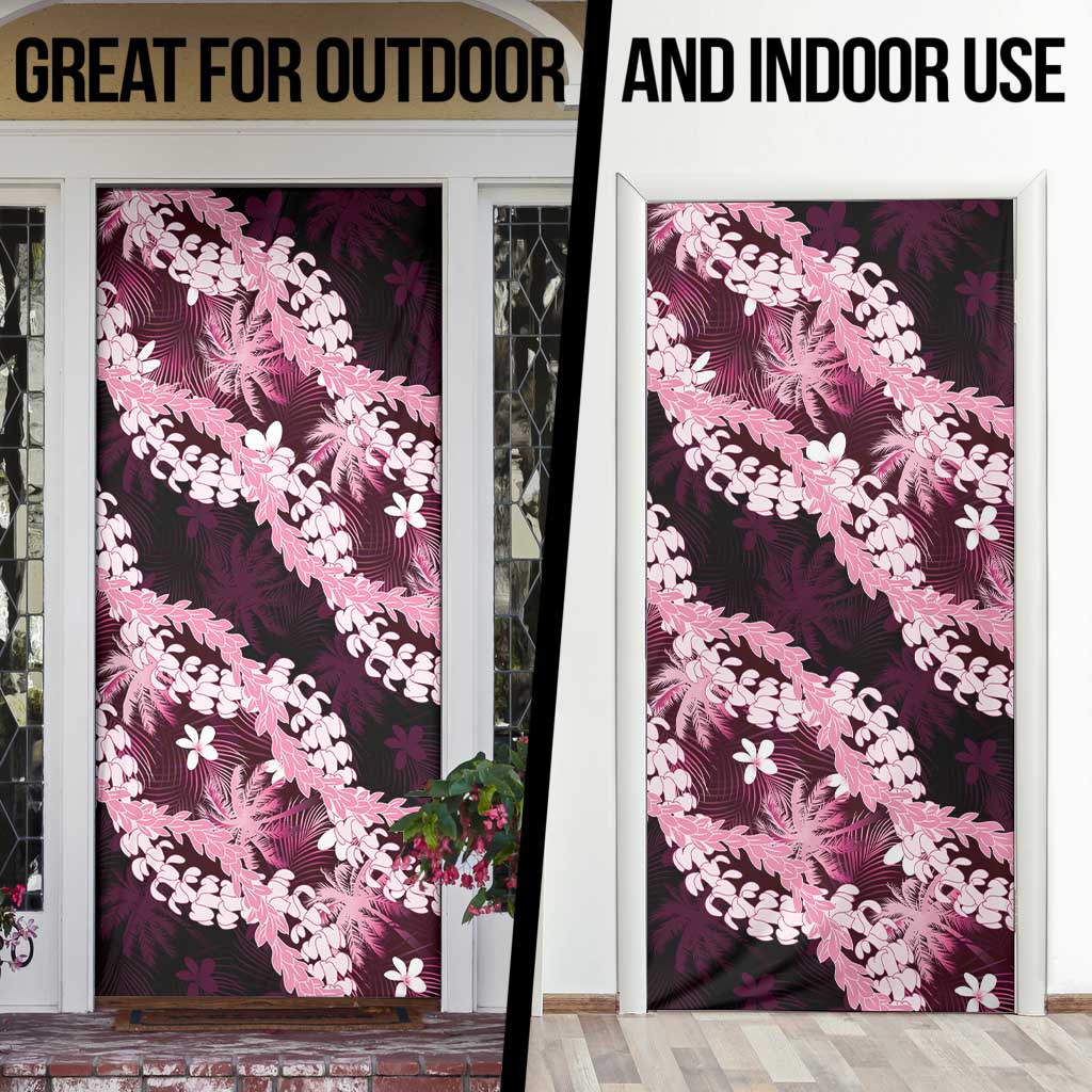 Puakenikeni Maile Lei Door Cover Frangipani Pink Tropical Leaves