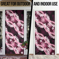 Puakenikeni Maile Lei Door Cover Frangipani Pink Tropical Leaves