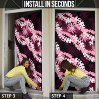 Puakenikeni Maile Lei Door Cover Frangipani Pink Tropical Leaves
