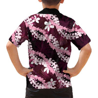 Puakenikeni Maile Lei Family Matching Off Shoulder Maxi Dress and Hawaiian Shirt Frangipani Pink Tropical Leaves LT01 - Polynesian Pride