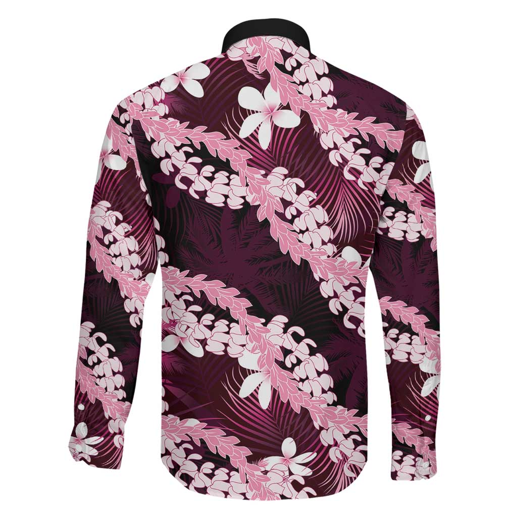 Puakenikeni Maile Lei Family Matching Short Sleeve Bodycon Dress and Hawaiian Shirt Frangipani Pink Tropical Leaves LT01 - Polynesian Pride
