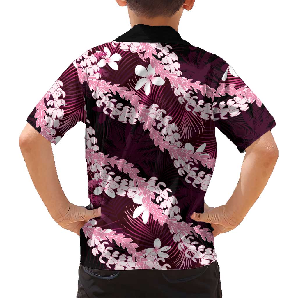 Puakenikeni Maile Lei Family Matching Summer Maxi Dress and Hawaiian Shirt Frangipani Pink Tropical Leaves LT01 - Polynesian Pride