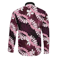 Puakenikeni Maile Lei Family Matching Tank Maxi Dress and Hawaiian Shirt Frangipani Pink Tropical Leaves LT01 - Polynesian Pride