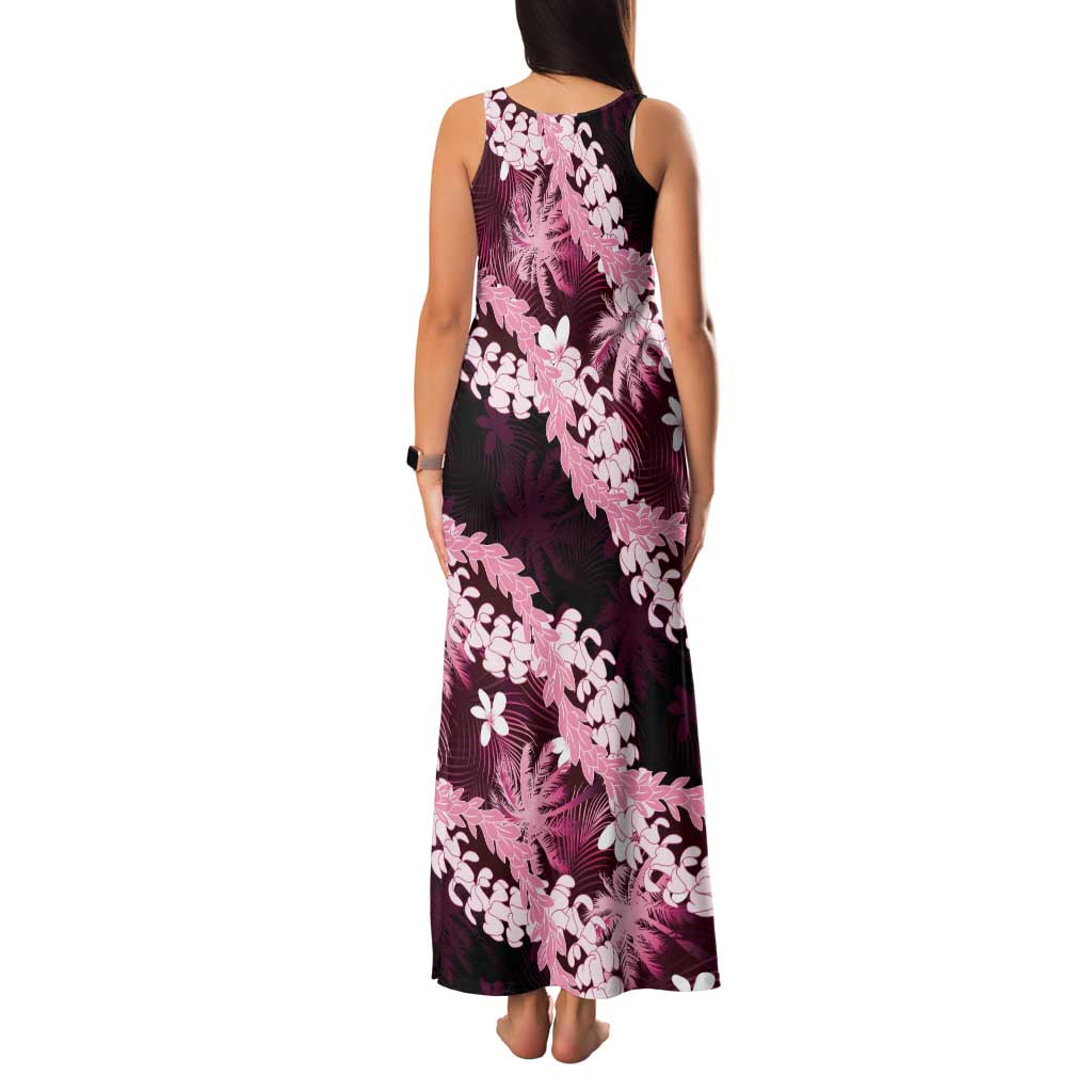 Puakenikeni Maile Lei Family Matching Tank Maxi Dress and Hawaiian Shirt Frangipani Pink Tropical Leaves LT01 - Polynesian Pride